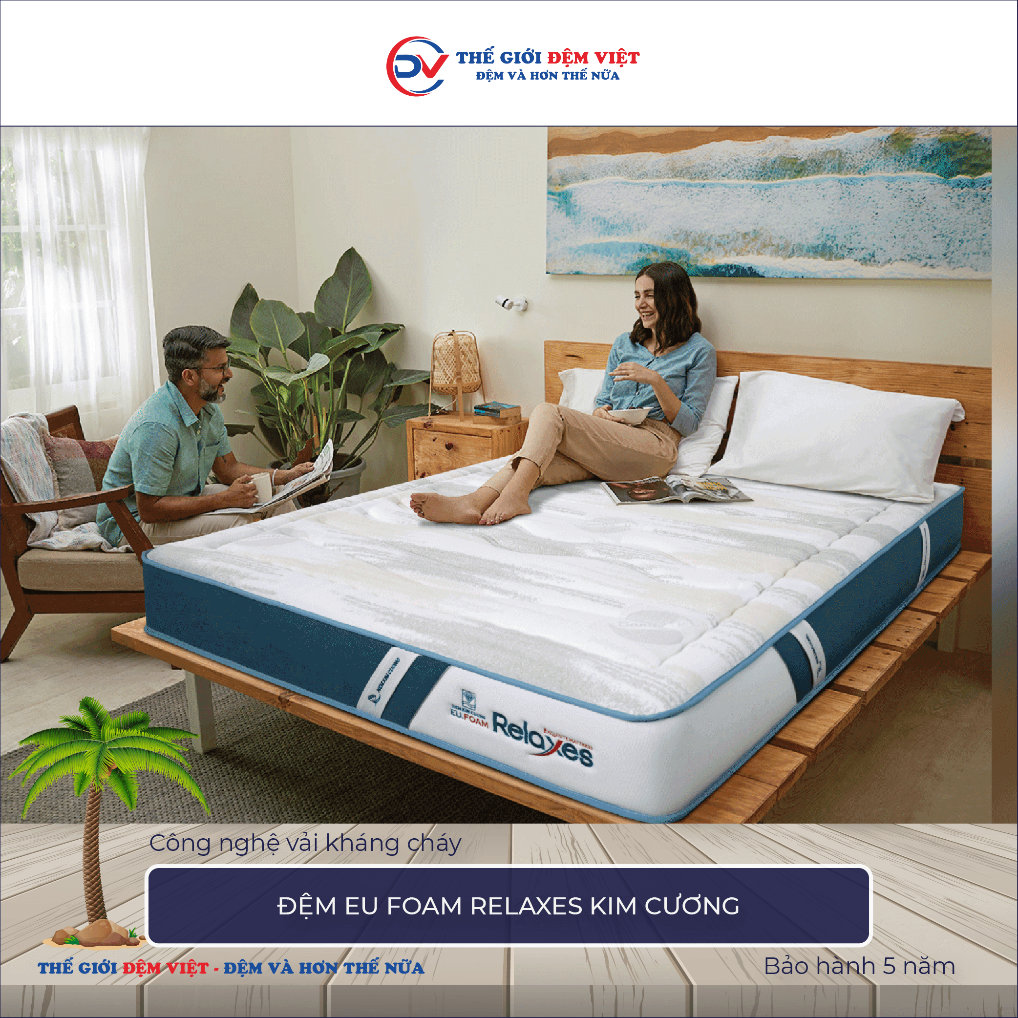 Đệm Eu Foam Relaxes Kim Cương